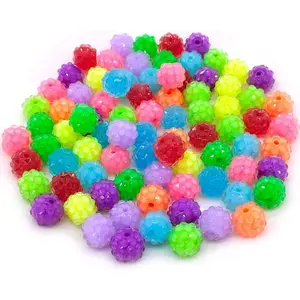 20mm, 16mm, 14mm, 12mm, 10mm Colorful Rhinestone Beads Round Spacer Beads for  Bracelet Necklace Pen Bag Chain Making Crafts Supplies (12mm Mix Colors-1)