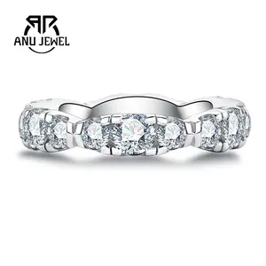 AnuJewel 3CT Moissanite Eternity Wedding Band Ring D Color VVS1 925 Sterling Silver Ring Eternity Band Engagement Ring 4mm Valentine's Day gift For Women With Certificate