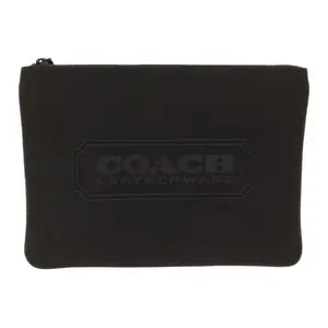 COACH Tech Wallet Zip Closure Leather Clutch and Coin Purse for Men, Large Size, Black