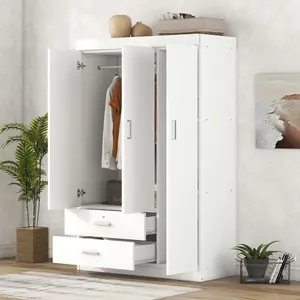 3-Door Wardrobe with 2 Drawers, White(OLD SKU:LP006001AAK)