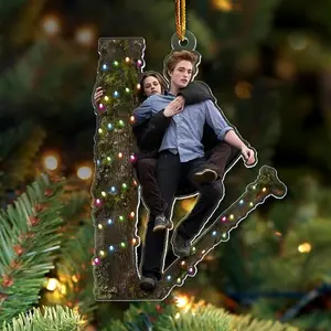 DailyStoryTeller Hold On Tight Spider Monkey Christmas Ornament, Twilight Bella And Edward Christmas Ornament, Funny Meme Ornament, Christmas Hanging Decor