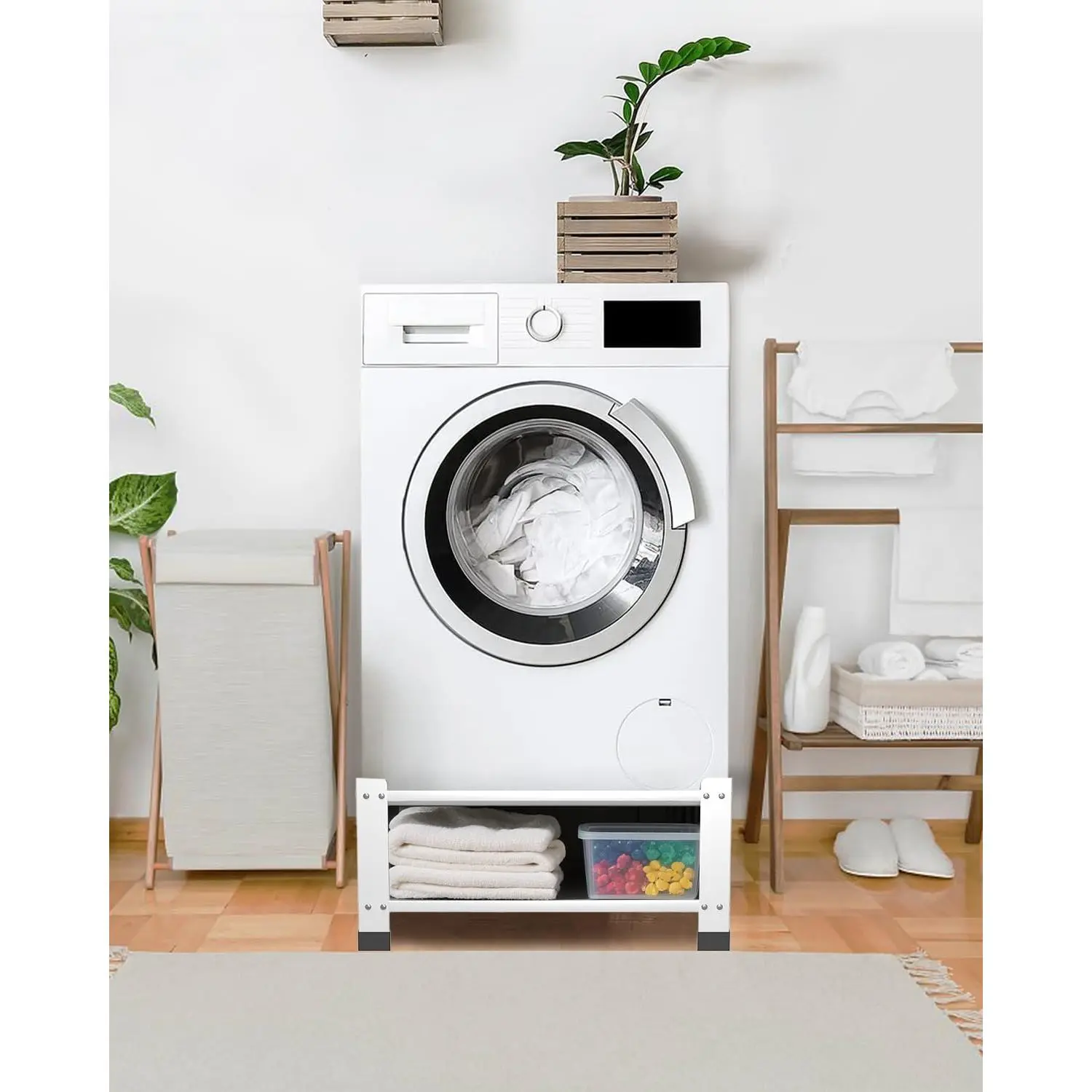 Laundry Pedestal with Storage Shelf, 660LBS Heavy Duty Anti-Vibration Washer Dryer Stand, Universal Washing Machine Platform