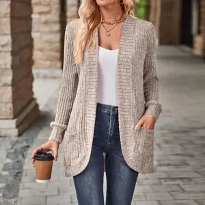 Cardigan Sweaters for Women 2024 Fall Open Front Long Sleeve Loose Lightweight Knit Sweater Coat with Pockets（gift） Basic Womenswear