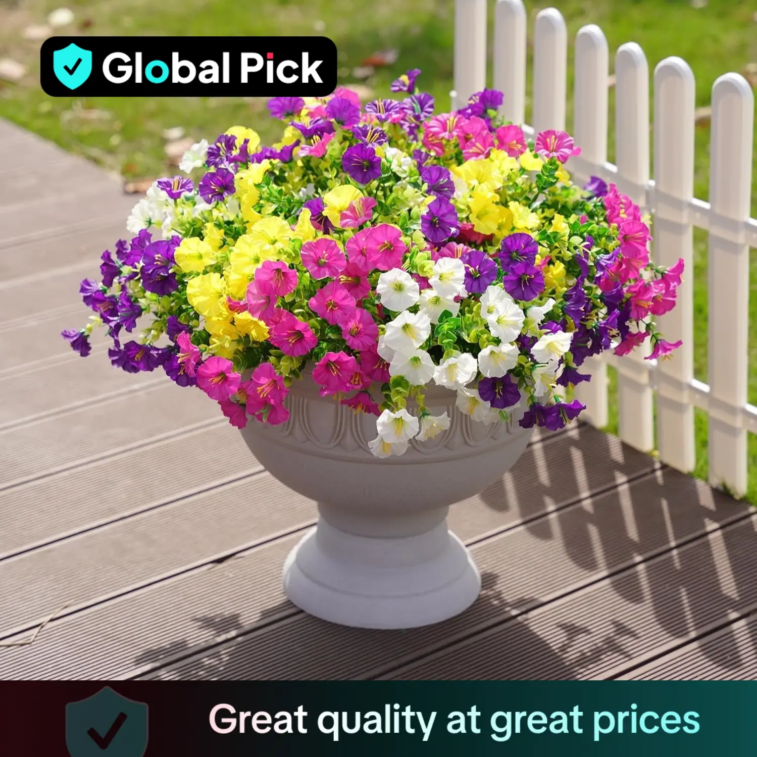 Artificial Potted Plant, 10pcs Faux Flower with UV Protective Function, Decorative Flower for Outdoor Home Flowerpot Porch Terrace Decoration