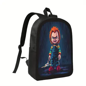 Chucky Horror Doll Print Fashion Backpack for Women - Durable Polyester Shoulder Bag with Zipper Closure, Animal Print Design, Ideal for, Work, Travel & Cycling - Perfect Gift for Halloween, Valentine'S Day, Carnival, Birthday & Work, Halloween Backpack