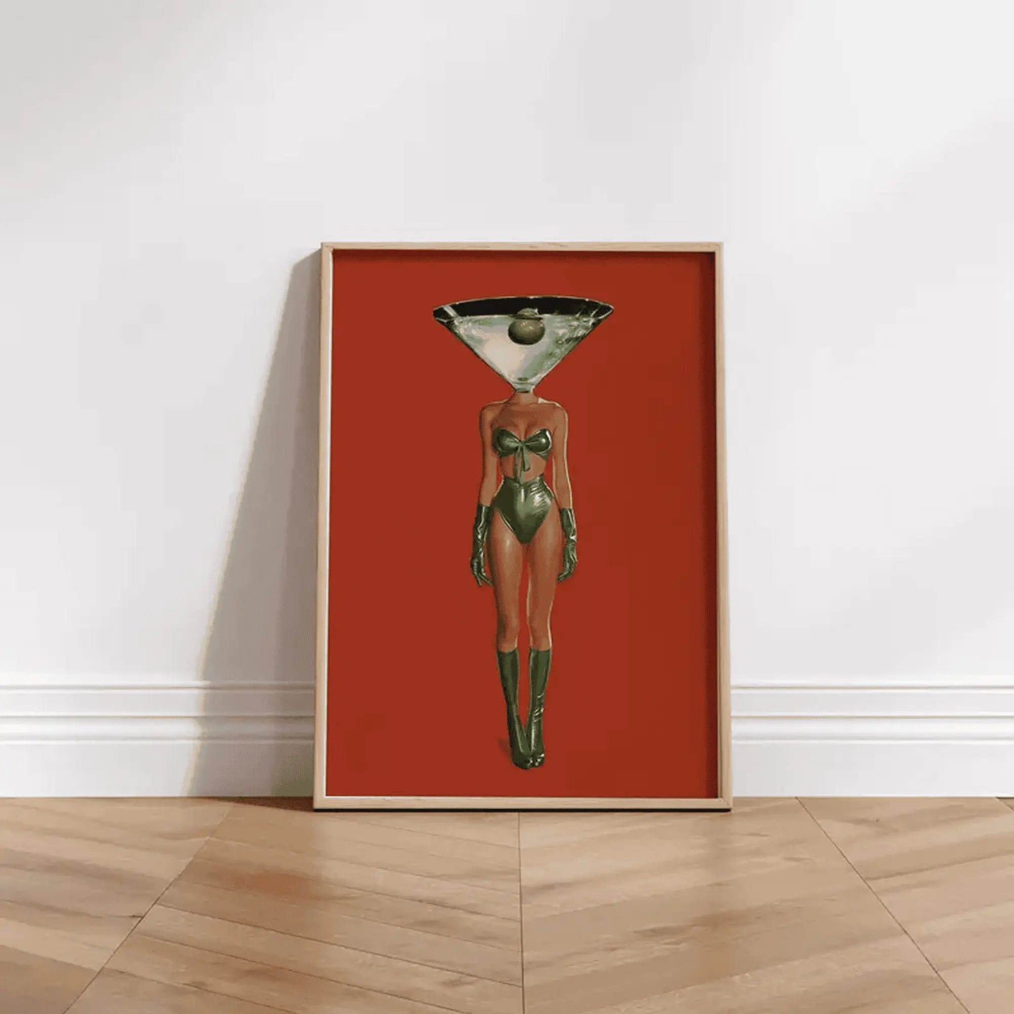 Dirty Martini Cocktail Vintage Art Print Retro Bar Cart Decor Cocktail Art Poster Woman Retro Drink Red Wall Art Aesthetic Room Decor