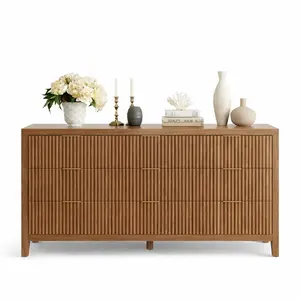 ZXVOIM 9 Drawer Dresser, Mid-Century Storage Chest with Solid Wood Legs, Large Organizer Cabinet & TV Stand for Bedroom, Living Room, or Hallway