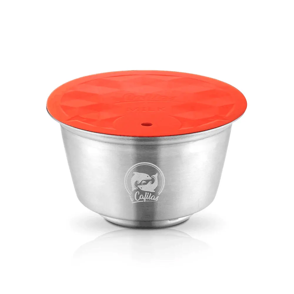 icafilas Durable Reusable Stainless Steel Single Pod Coffee Capsule - Silicone, Plastic & BPA-Free Dolce Gusto Coffee & Milk Filter, 14g Capacity, Milk Foamer Compatible, Money-Saving, Lead-Free, Saves Money