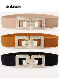 Elegant Rhinestone Belt for Women, Versatile Coat and Suit Waistband, European and American Style Buckle Adjustable Waist Cinch