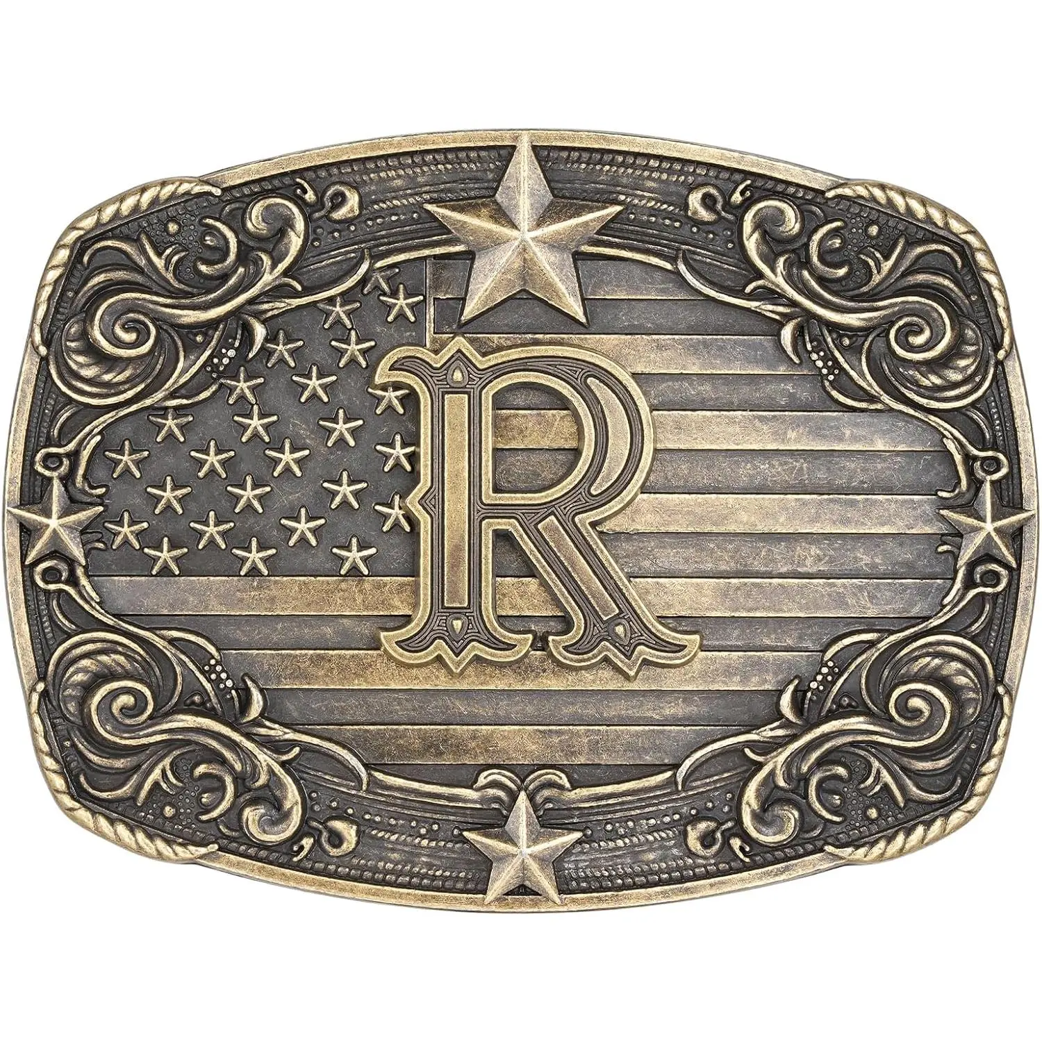 Western Waist Buckle - Men's & Women's Initial Letter A-Z Rodeo Cowboy Belt Buckles for Fashion Clothing Accessories