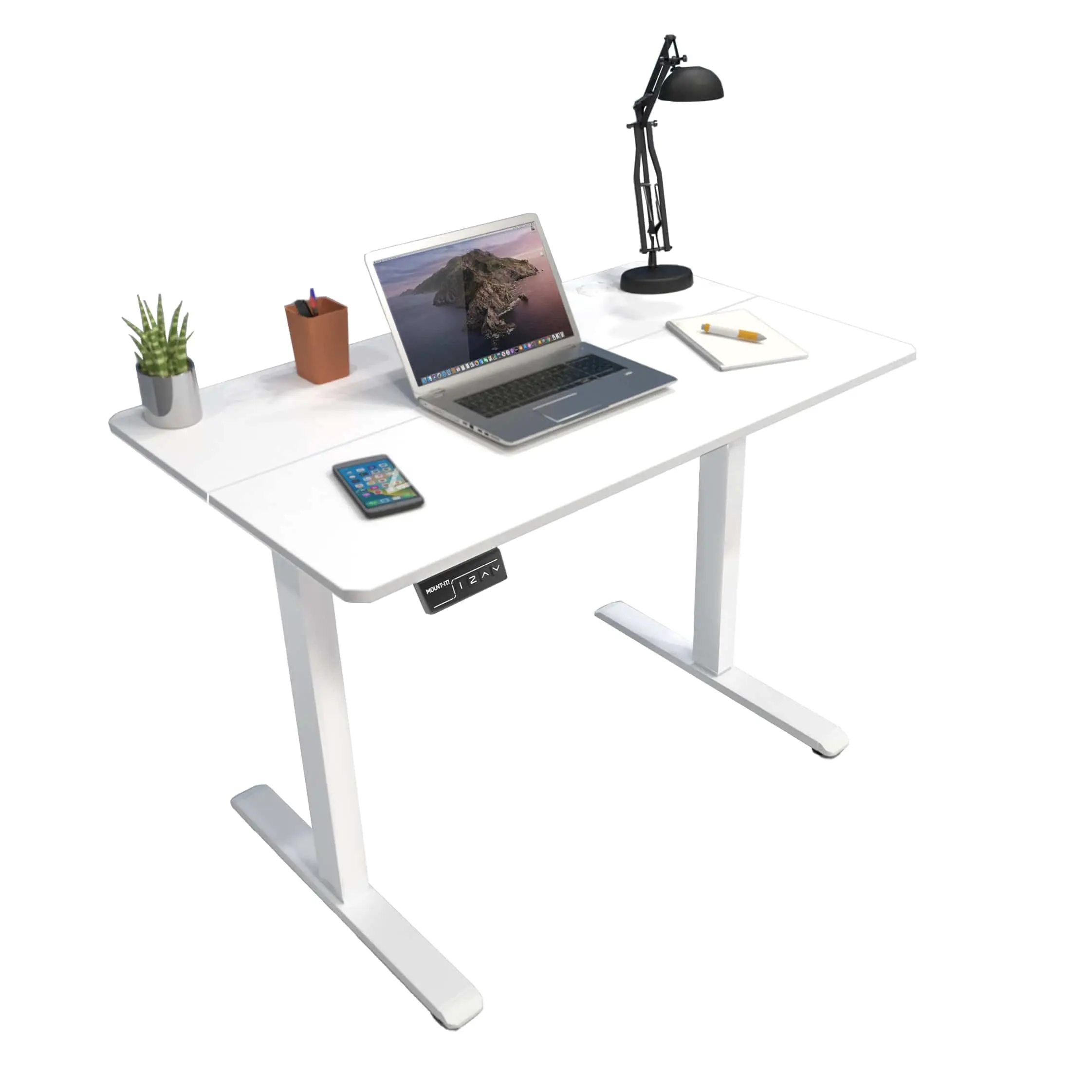 Mount-It! Compact Electric Standing Desk – 48" Ergonomic Adjustable Height Sit Stand Desk for Home or Office