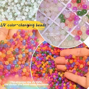 300pcs Mixed 6mm Rainbow UV Reactive Acrylic Beads, DIY Jewelry Making Supplies, Handmade Bracelets and Necklaces, Decorative Craft Beads