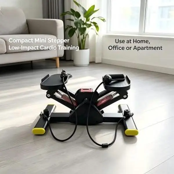 Compact Hydraulic Mini Stepper, Low-Impact Indoor Exercise Machine with Resistance Bands for Daily Home Movement