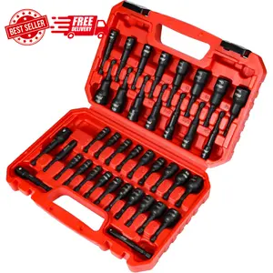 39PCS Magnetic Nut Driver Set for Impact Drill, Includes Metric & SAE Impact Dri