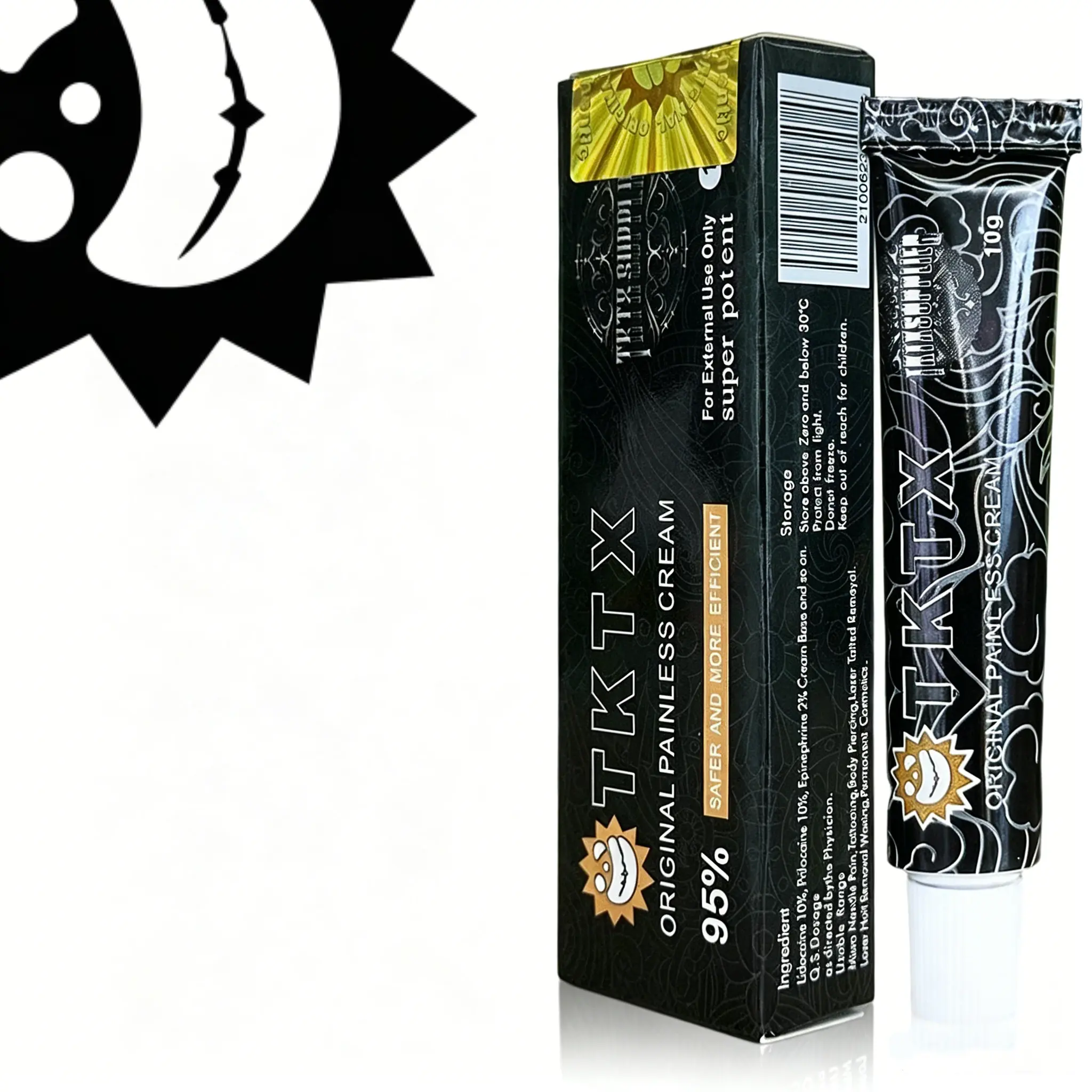 TKTX 95% Non-Toxic Tattoo Numbing Cream Gel - Lightweight Gentle Fast-Acting Pain Relief for Beginners, All Skin Types, 10g Black Tube for Tattoos, Laser Removal, Piercing, Wax, Microblading, Tattoos/Piercing/Wax/Laser/Microbldng, Long Lasting