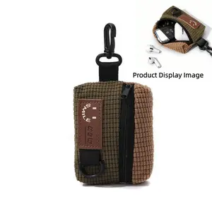 Portable Earphone Storage Bag, Vintage Color Block Zipper Pouch, Lightweight Zippered Coin Purse, Home Office Travel Multi-Functional Organizer