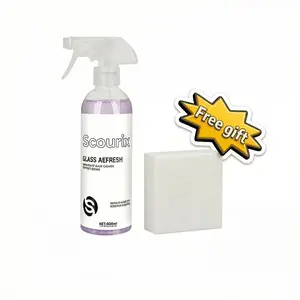 Glass Oil Film Remover,Removes Water Spots, Road Oils, WindshieldHaze, Wiper Marks,car detailing products,A 500ml bottle comes with a magical sponge!