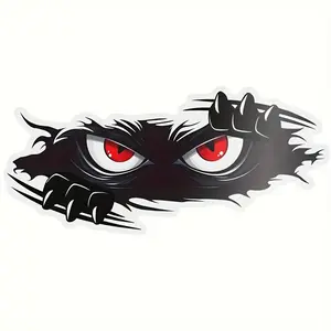 Angry Peeping Monster Car Stickers - Durable PVC Bumper Stickers, Fun Monster Design, Black