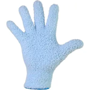 Microfiber Gloves for  Dusting -  & Washable  Leaf Cleaning Gloves for Houseplants & Indoor Gardening, Soft & Absorbent  Dusting Glove for Windows, Dust Mitt - Blue