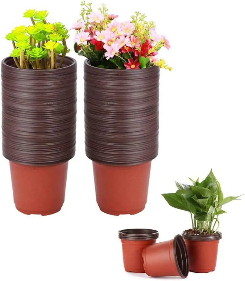 100 Pcs 3.5 Inch Plastic Seedlings Plants,Nursery Pots,Seed Starting Pot for Succulents, Seedlings, Cuttings, Transplanting