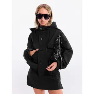 Cider Hooded Zip Through Oversized Cargo Jacket