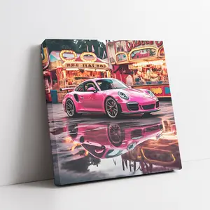 Porsche 911 Pink Fairy Cars Wall Posters Vehicle Art Bedroom Canvas