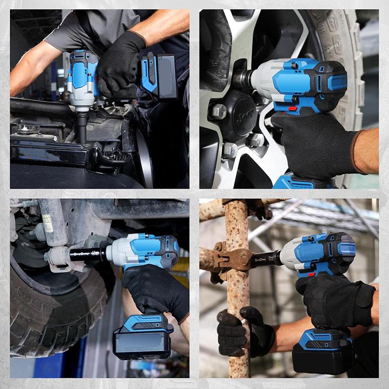 36V Cordless 1/2-inch Brushless Impact Wrench with 500N.m Max Torque, 2* 3000mAh, Charger, 5 Sockets - Electric Impact Wrench for Car and Home Use, Power Impact Driver