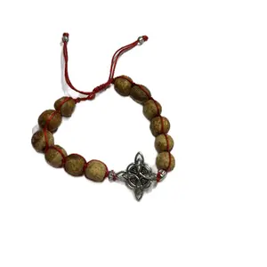 Palo Santo Witches Knott Bracelet with Red Cord and Silver Charm for Spiritual Protection