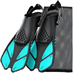 Adjustable Snorkel Flippers, Short Silicone Dive Shoes, Open Heel Travel-Friendly, Adult Unisex, Swimming Foot Paddles, Snorkeling Gear
