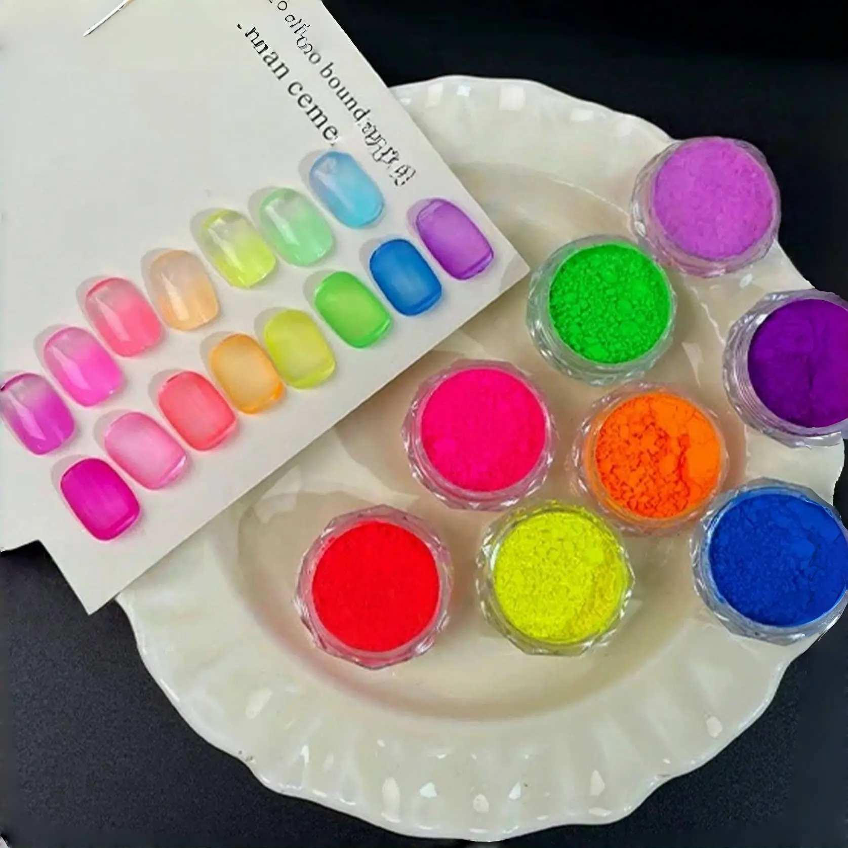 8 Colors of Neon Nail Pigment Powder, Vibrant Nail Art Colors for Gel Nail Art Design, Acrylic Nails, Create Gradient and Transparent Effects, Nail Art Supplies