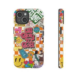 All Glory to God Phone Case, Colorful Christian Retro Phone Cover, Faith and Jesus Aesthetic Cover, colorful protective cover