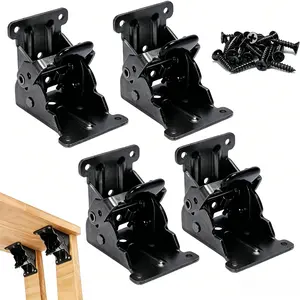 Heavy Duty 90 Degree Self-Locking Hinges, 4 PC Folding Brackets for Table Leg Furniture Use