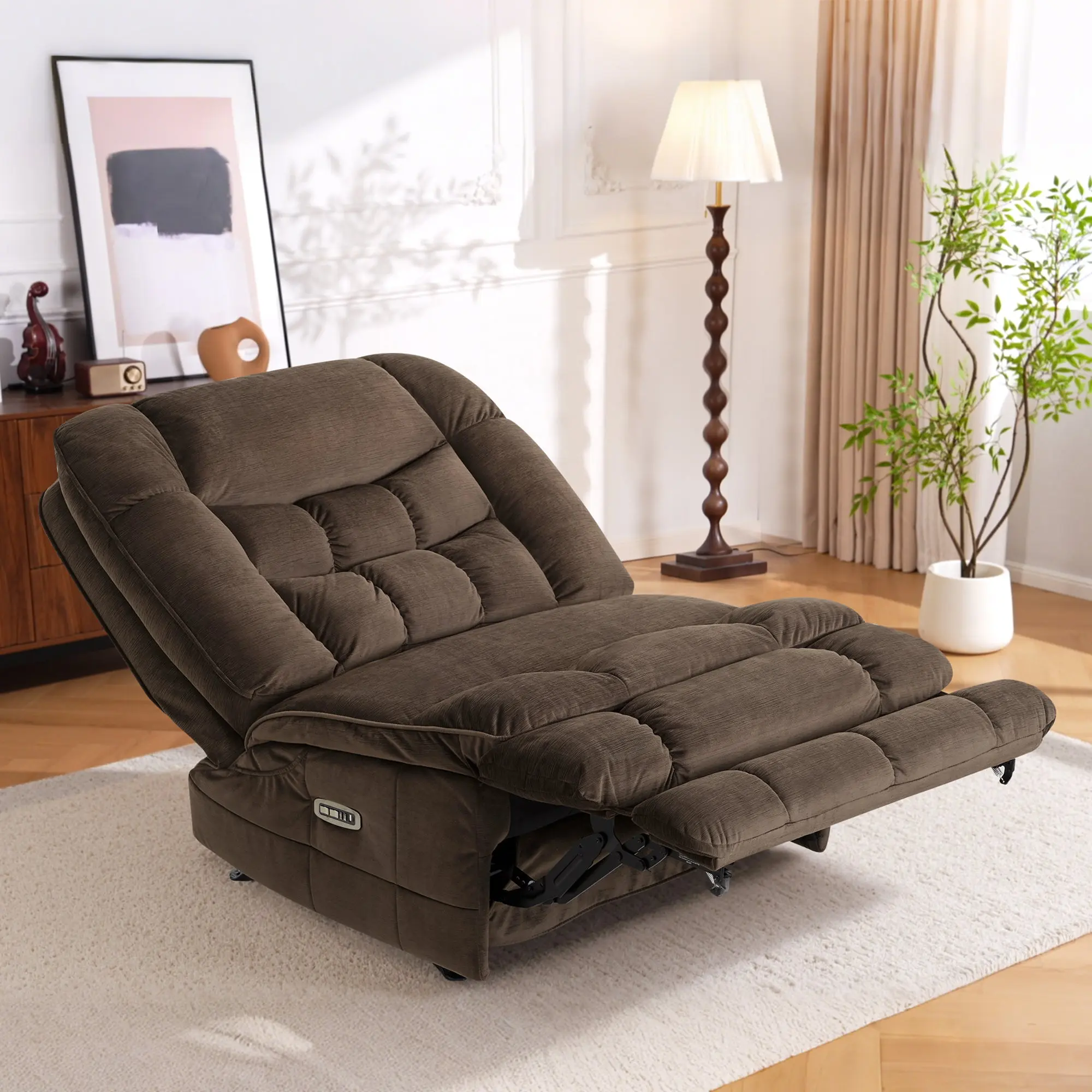 MCombo Oversized Dual Motor Armless Power Glider Recliner Chair - Fabric Ergonomic Lounge PR607 with Adjustable Reclining, Recliner Backrest (Armless Chairs for Indoor Use)