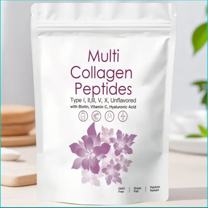 Multi Collagen Peptides Powder - Hydrolyzed Protein Peptides (Type I,II,III,V,X) with Hyaluronic Acid, Biotin + Vitamin C