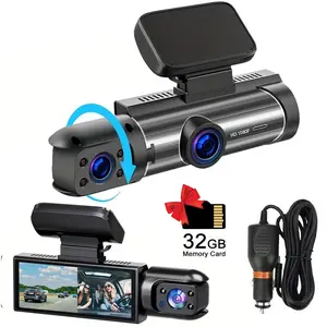 Car DVR with 32G Storage Card, 1080P HD Front & Built-in Camera, 3.16 Inch IPS Screen Car DVR with Infrared Night Vision Function, Automotive DVR Camera, Car Video Surveillance