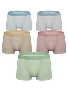5PACK Men's Striped Underwears Set, Soft Breathable Fitted Boxershorts, Casual Youth Fashion Shorts, Comfortable Panties for All Seasons