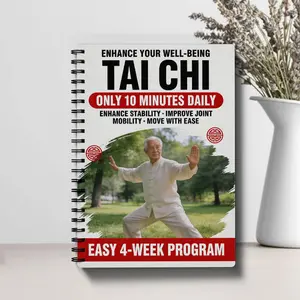 Tai Chi Practice Book for Seniors & Beginners - Spiral-Bound Martial Arts Exercise Manual with Progressive Daily Workout Pages, Planner, Gentle Taiji Movements for & Learners, Practice Guide Enhance Stability Improve Joint Mobility