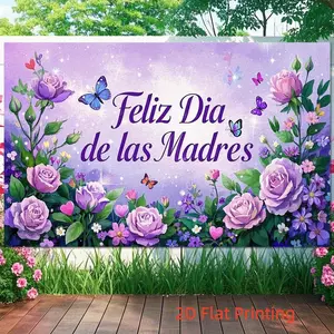 Happy Mother's Day Rug, Starlight Rose & Butterfly Design, Polyester Fiber, Latin American Celebrations, Third Culture Family Decor