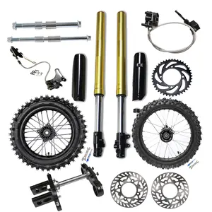 60/100-14 Dirt Bike Front Wheel and 80/100-12 Pit Bike Rear Wheel 735mm Front Forks Triple Tree Sprocket Rotor Brake Master Caliper 15mm Wheel Rim Axle for Scooter Offroad Motorcycle Motorcross Razor