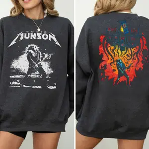 Retro Black Eddie Rock 2-sided Shirt, Eddie Upside Down Vintage Sweatshirt, Unisex Graphic Tee for Fans