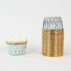 50-Pack Paper Cupcake Liners with Assorted Vintage Boho Design - Decorative Heat & Grease Resistant Dessert Baking Muffin Cake Cups 3oz