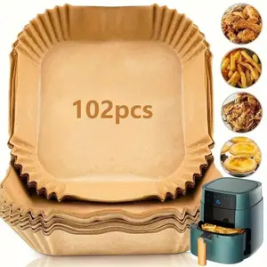 52/102pcs Non-Stick Air Fryer Gasket Disposable Baking Paper Pads - Oil & Water Resistant, Heat-Resistant, Easy-Clean, Easy Clean Material, Perfect for Christmas, Easter, Mother'S Day, Holiday Gifts, Festive Cooking