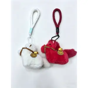 Cute Plush Horse Keychain Set, Soft Fluffy and Horse Bag Charm, Yuan Bao Design, Girls' Backpack Accessory, Birthday Gift