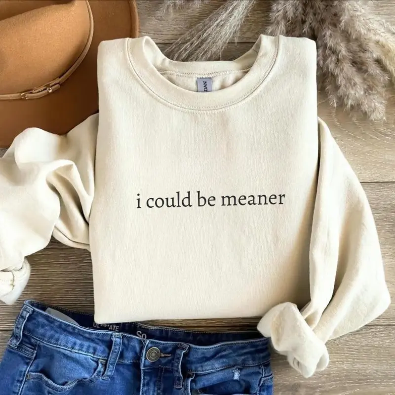 I Could be Meaner Sweatshirt, Funny Quote Shirt, Women Favorite Top, Apparel, Today Shirts, Funny Women's Outfits