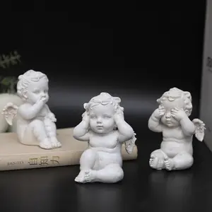 Vintage Angel Sculpture, Resin Craft Desktop Decoration, Cute Winged Angel Figurine, Retro Style Home Ornament, Unique Art Piece