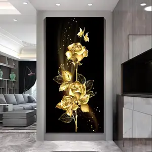 Abstract Golden Leaf Tree Oil Painting Prints Flower Painting Canvas Wall Painting Posters Cuadros Para Sala Popular Home Decoration Frameless Canvas Paintings