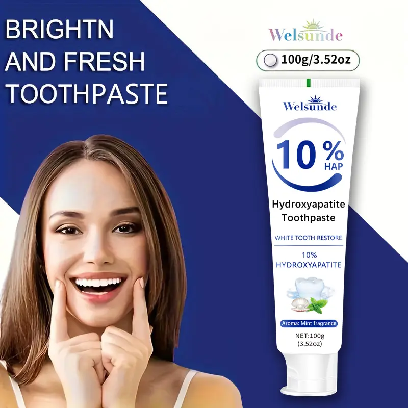 10% Nano Hydroxyapatite (nHA) Daily Oral Care Toothpaste - Fluoride-Free, Gentle Mint Peppermint Fragrance Whitening - Clinically Supported for Strong Enamel, Bright Smooth Teeth (3.25 oz)