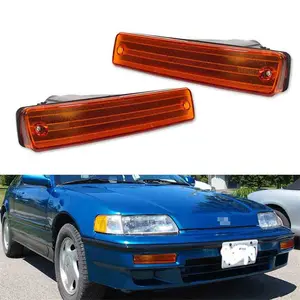 2PCS Amber Lens Front Bumper Turn Signal Lights Housings For Honda CRX CR-X 1990 1991 Replace OEM 33300SH2A03, 33300 SH2 A03, 33300-SH2-A03