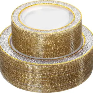 20 Colorful Plastic Plates Set, Dinnerware Service Set, 10.25 Inch Dinner Plates and 7.5 Inch Dessert Plates, Perfect for Weddings and Parties