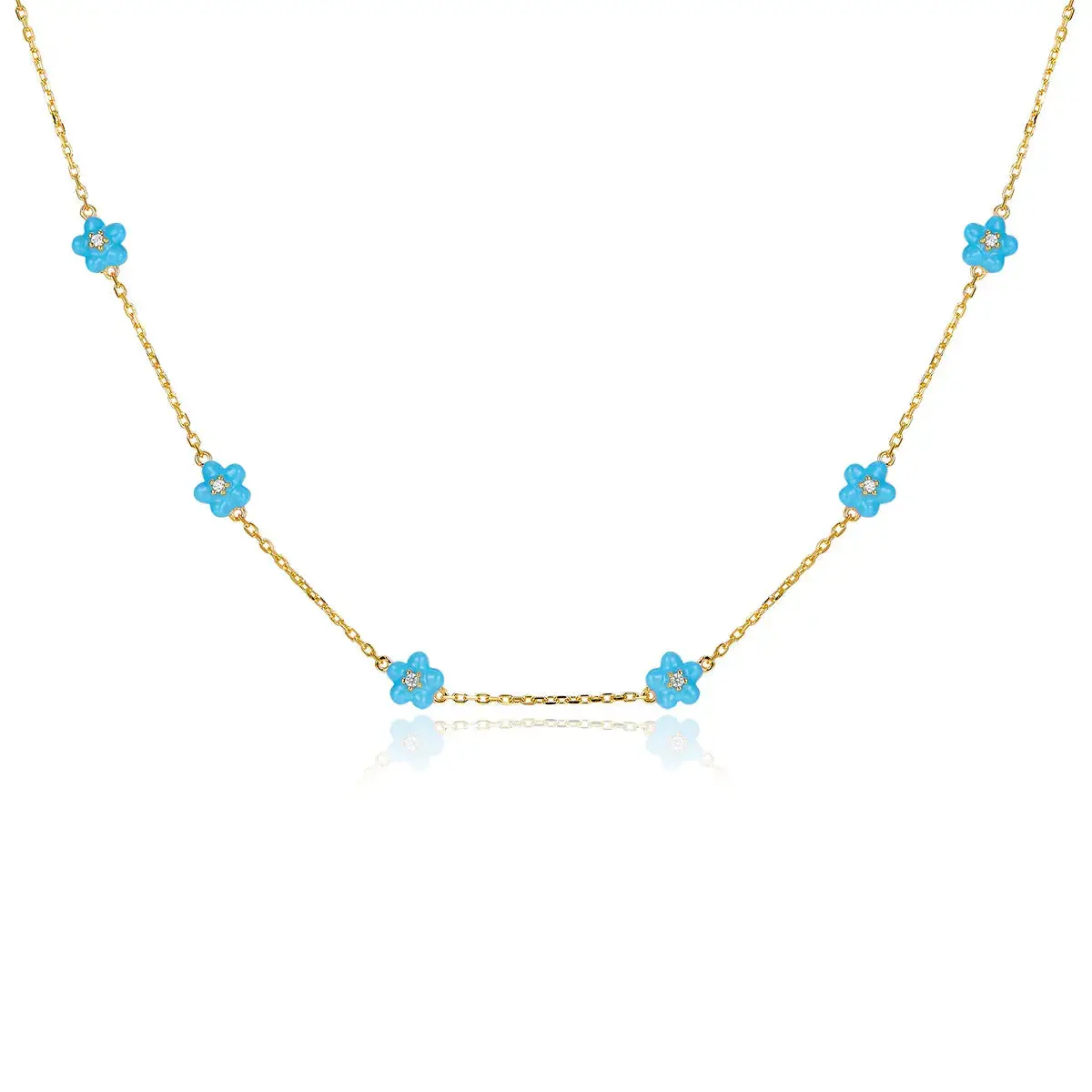 Petit Daisy Sky Blue Necklace